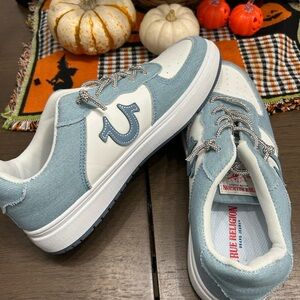 True Religion Woman’s Denim Blue and White Sneakers